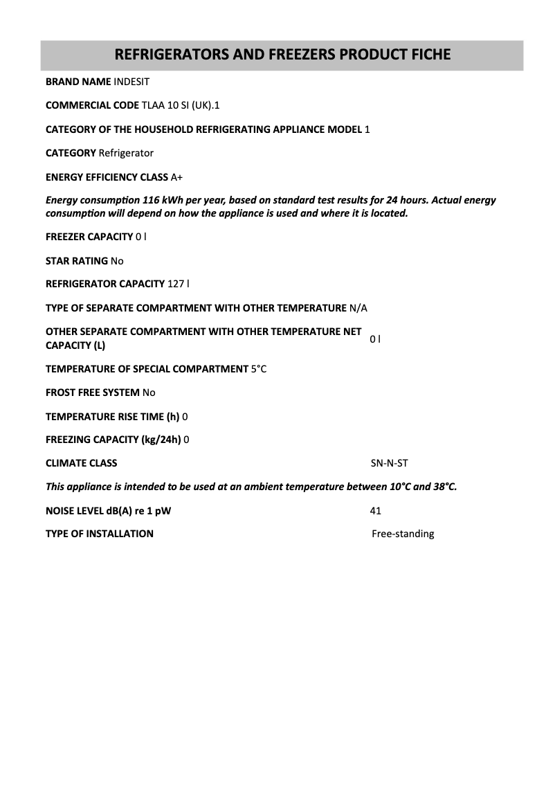 Page 1 de la notice Manuel utilisateur Indesit TLAA 10 SI (UK).1