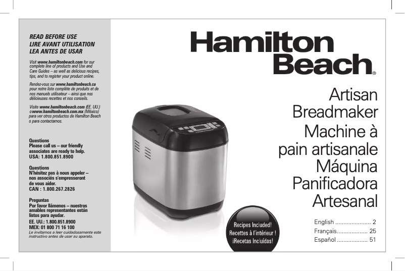 Page 1 of the manual Instruction Manual Hamilton Beach Artisan 29886