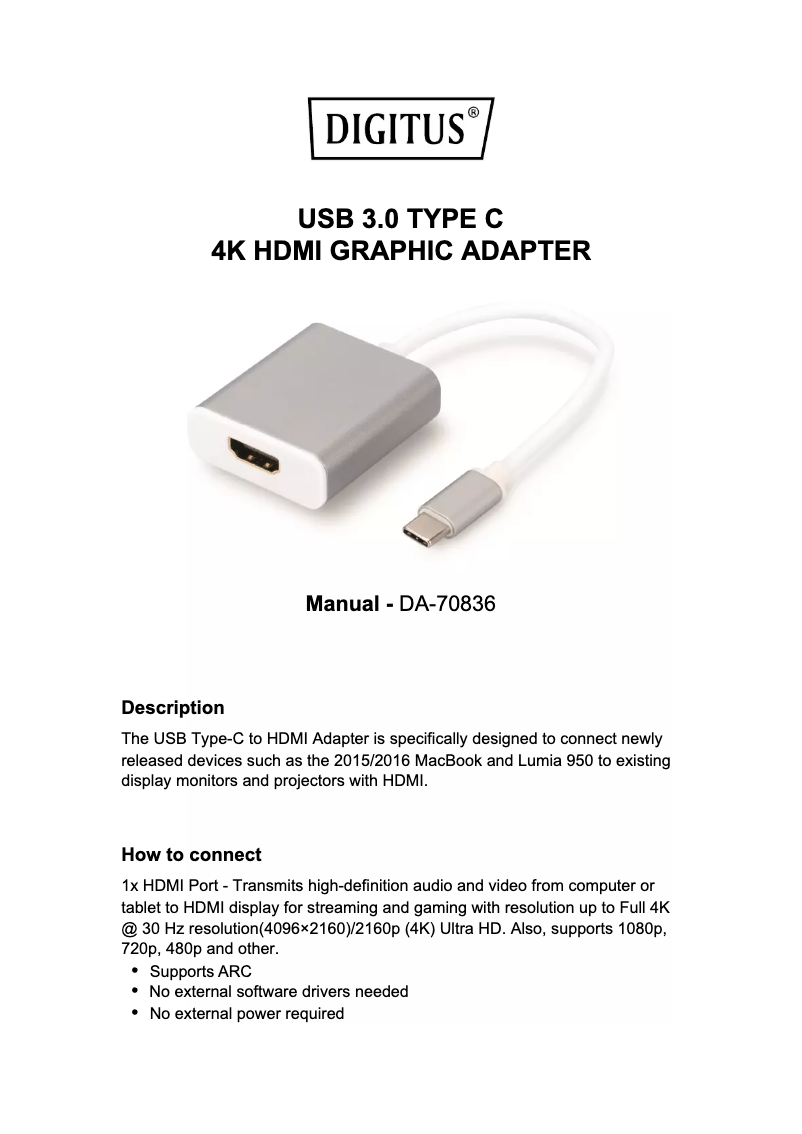 Page n°1 - Manuel utilisateur Digitus DA-70836