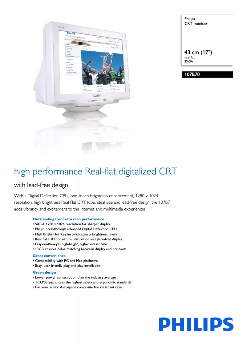 Page 1 de la notice Fiche technique Philips 107B70