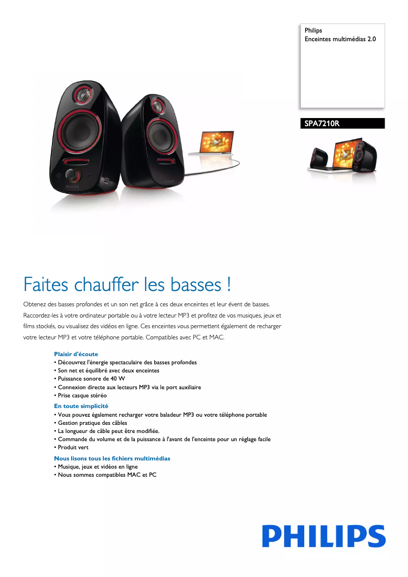 Image de la première page du manuel de l'appareil SPA7210R