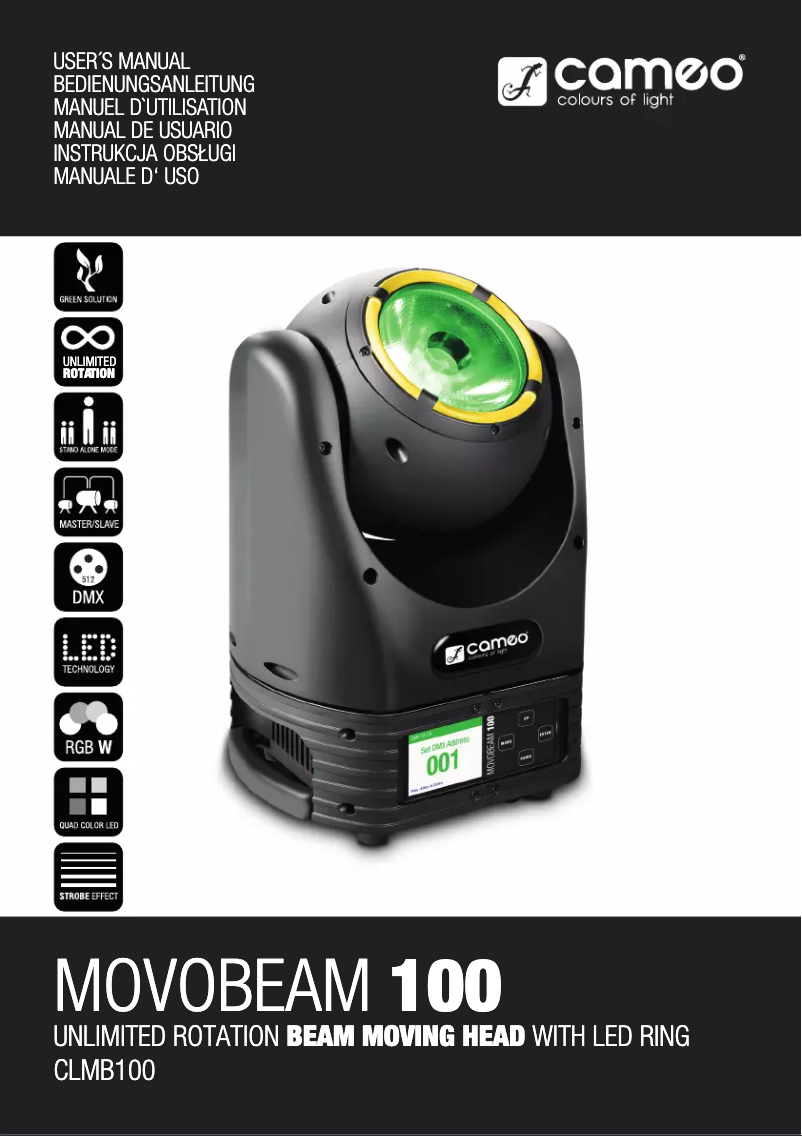 Page n°1 - Manuel utilisateur Cameo Movo Beam 100