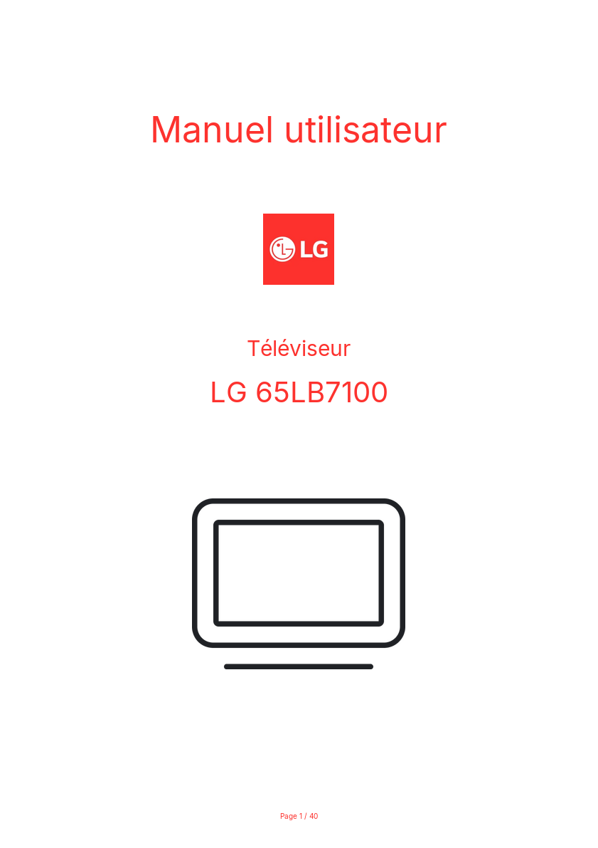 Page n°1 - Manuel utilisateur LG 65LB7100