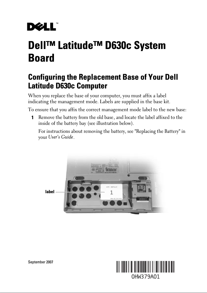 Page 1 de la notice Manuel utilisateur Dell Latitude D630c