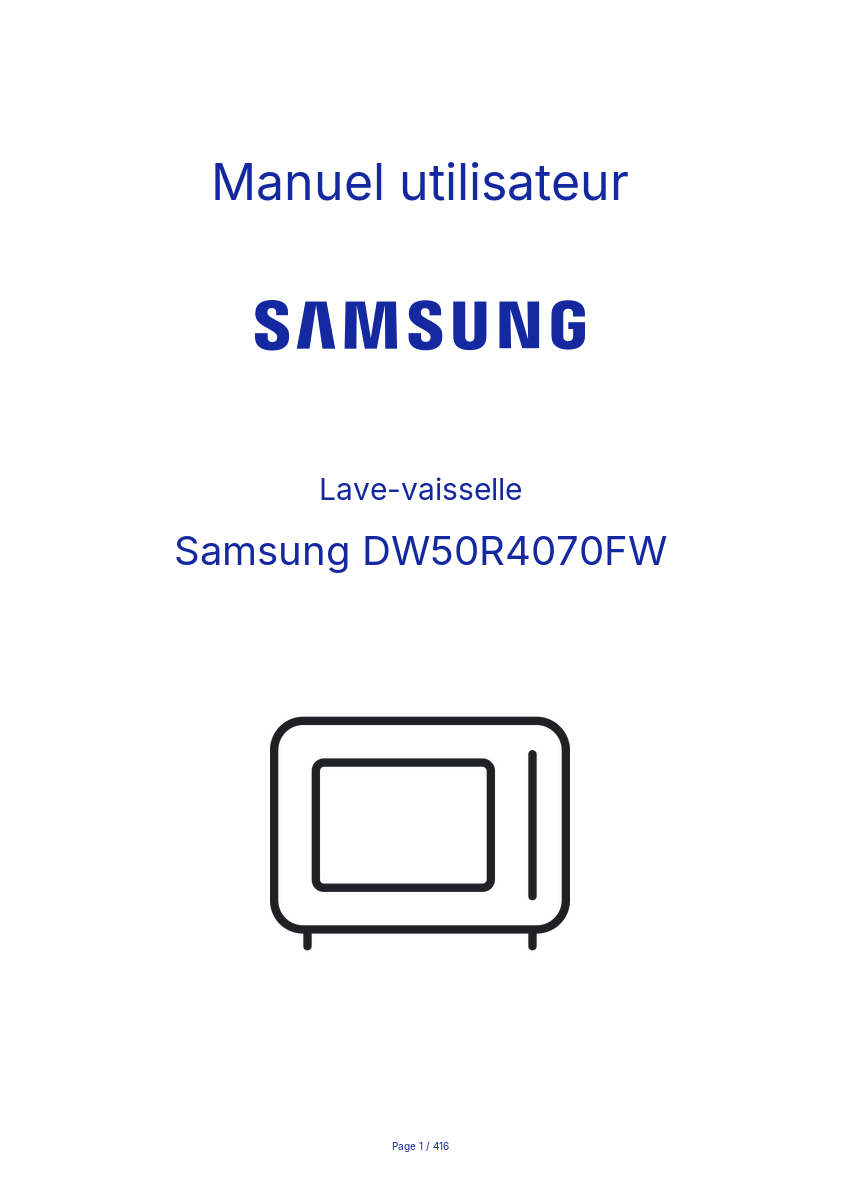 Page n°1 - Manuel utilisateur Samsung DW50R4070FW