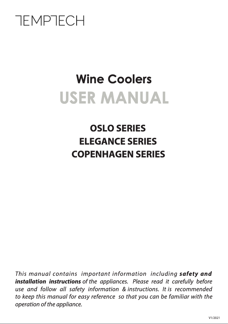 Page n°1 - Manuel utilisateur Temptech E1000DX