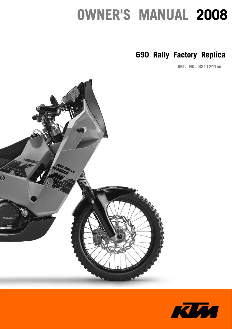 Page 1 de la notice Manuel utilisateur KTM 690 Rally Factory Replica (2008)