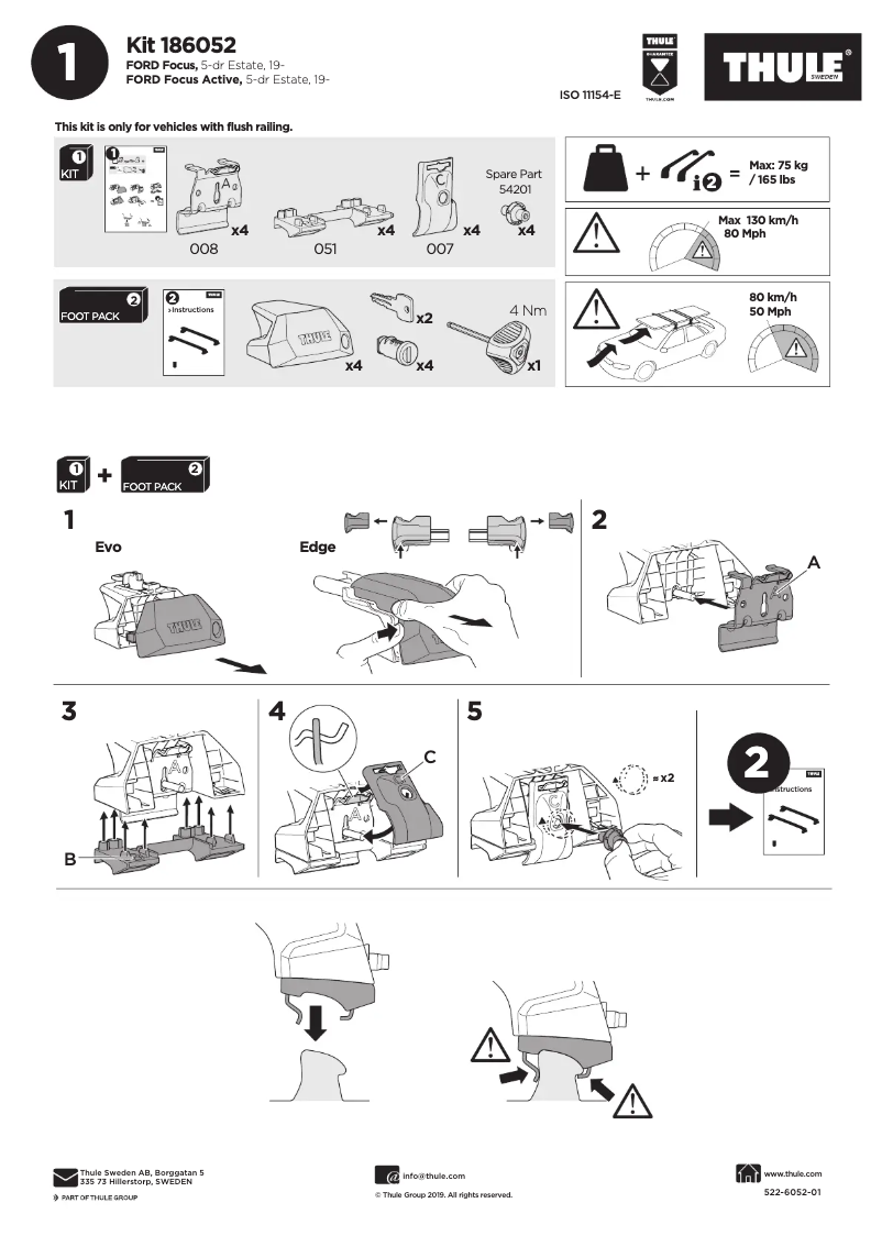 Page 1 de la notice Manuel utilisateur Thule Kit 186052