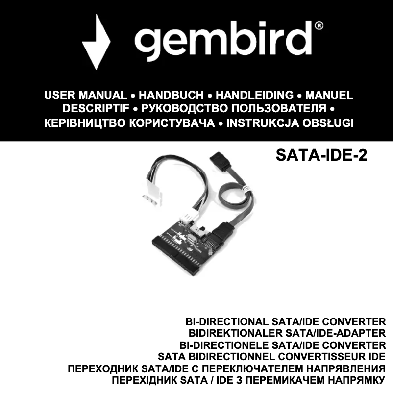 Page 1 de la notice Manuel utilisateur Gembird SATA-IDE-2