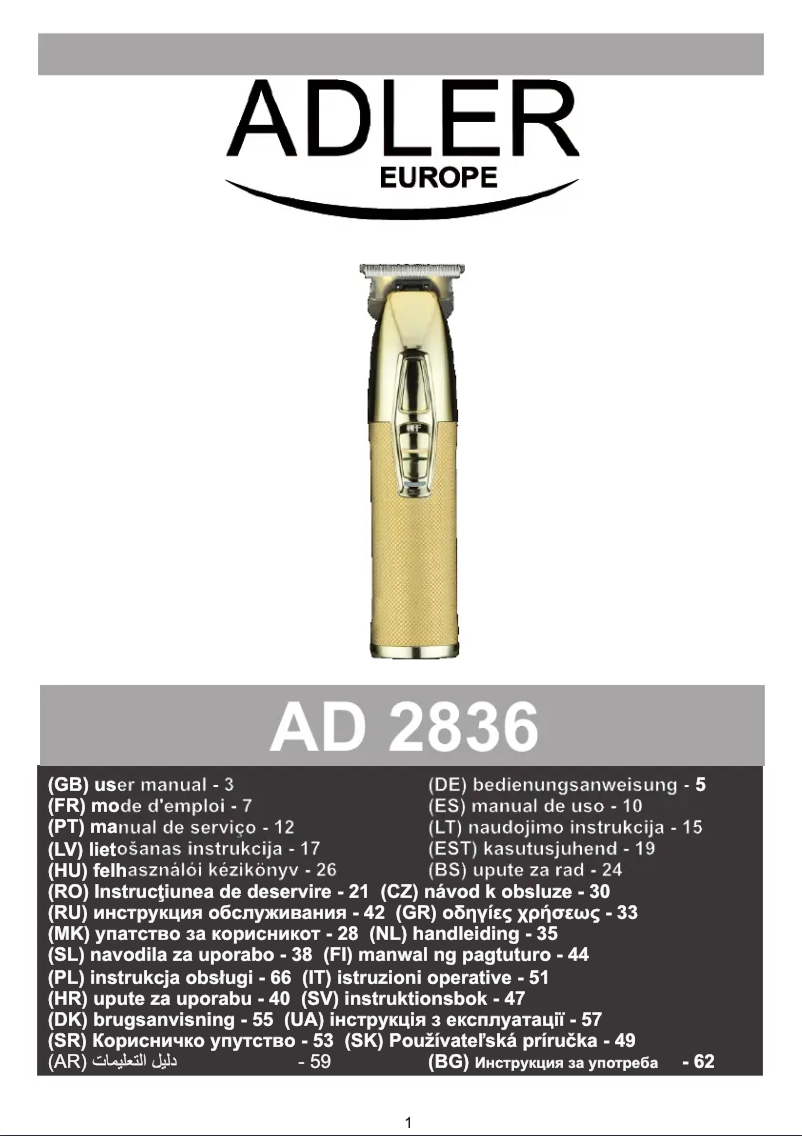 Page 1 de la notice Manuel utilisateur Adler AD 2836