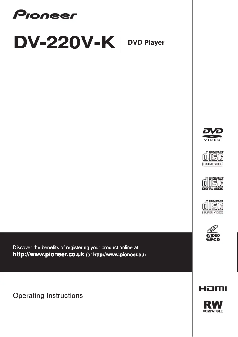 Page 1 de la notice Manuel utilisateur Pioneer DV-220-K