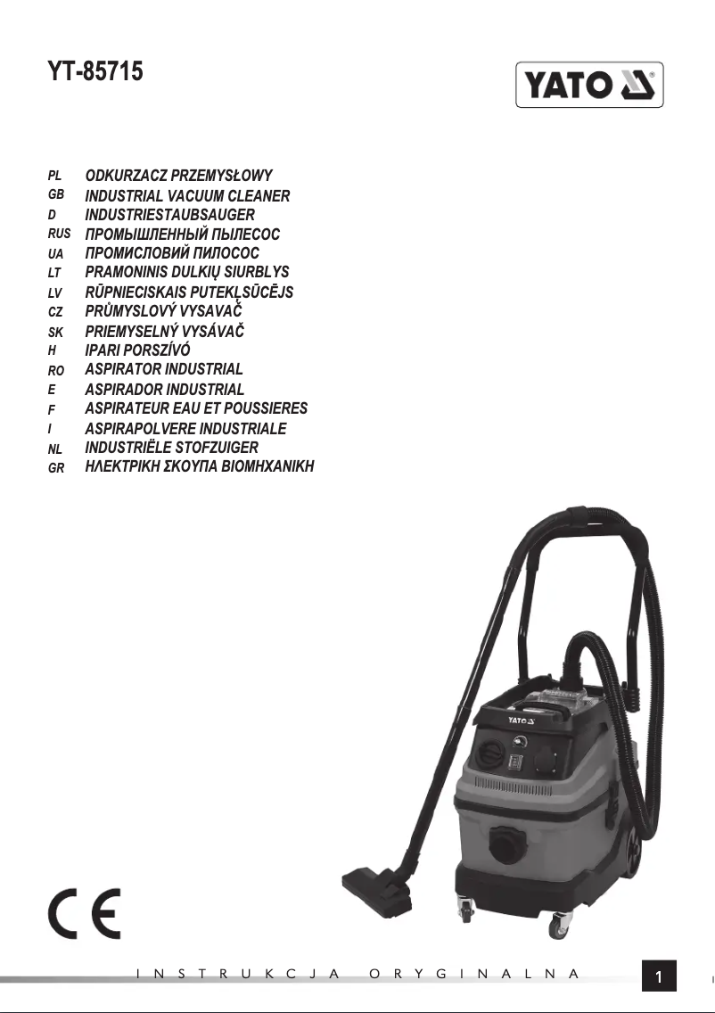 Page 1 de la notice Manuel utilisateur Yato YT-85715