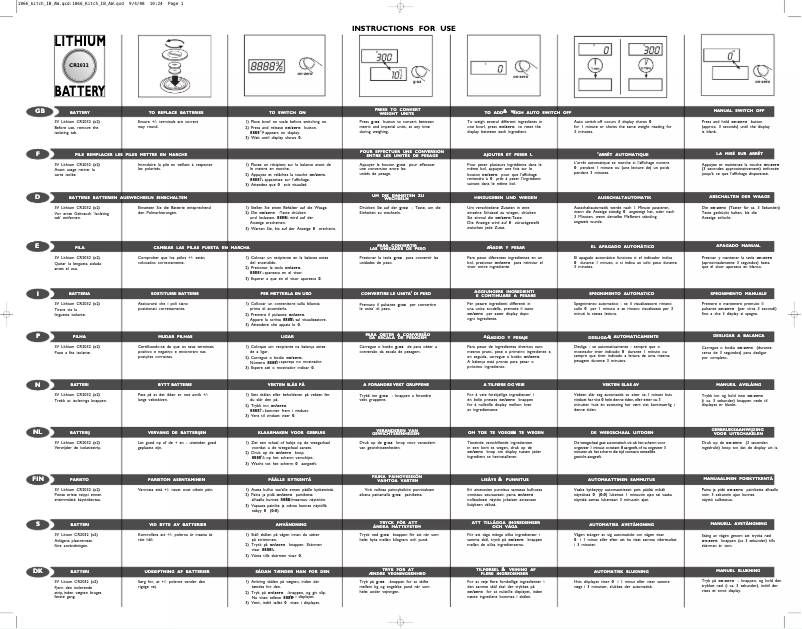 Page 1 de la notice Manuel utilisateur Salter SL2053-1