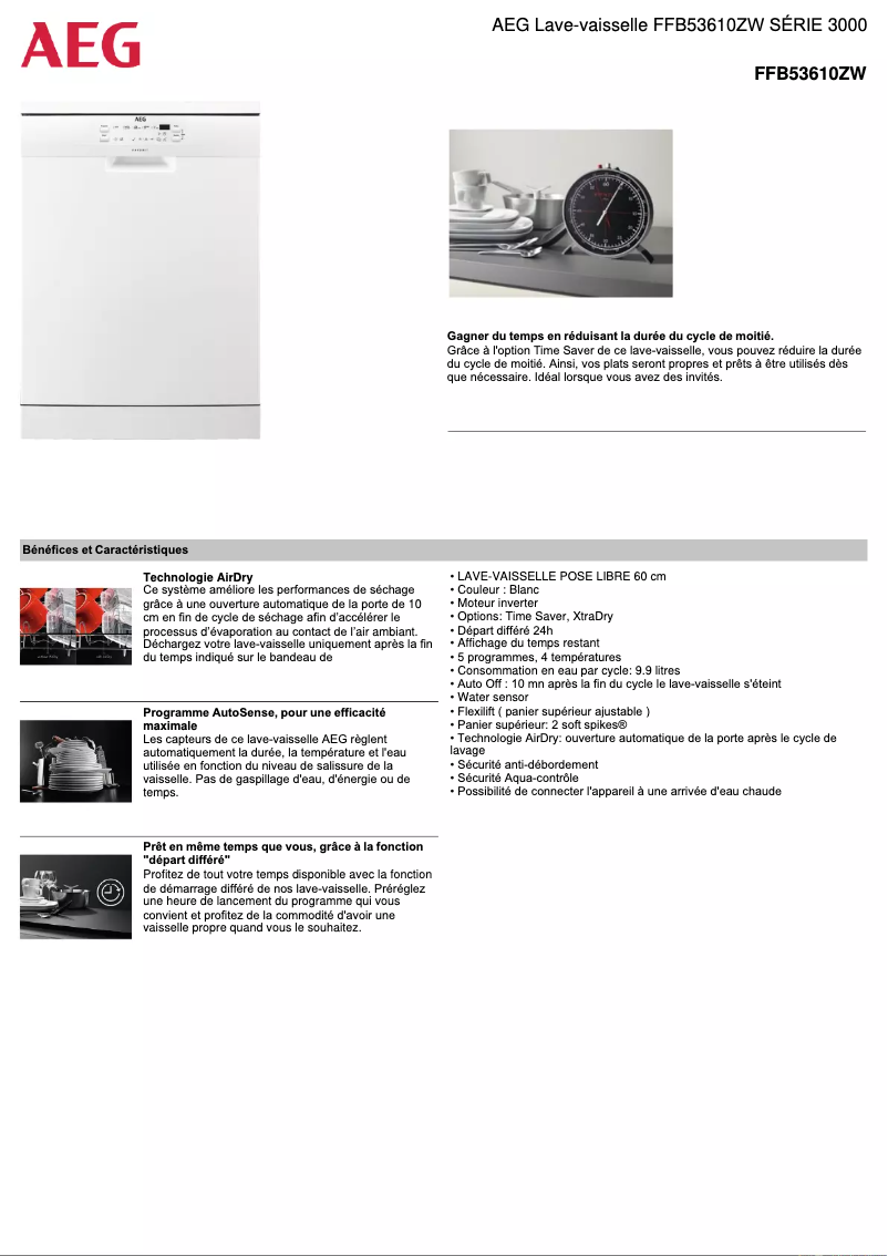 Image de la première page du manuel de l'appareil FFB53610ZW