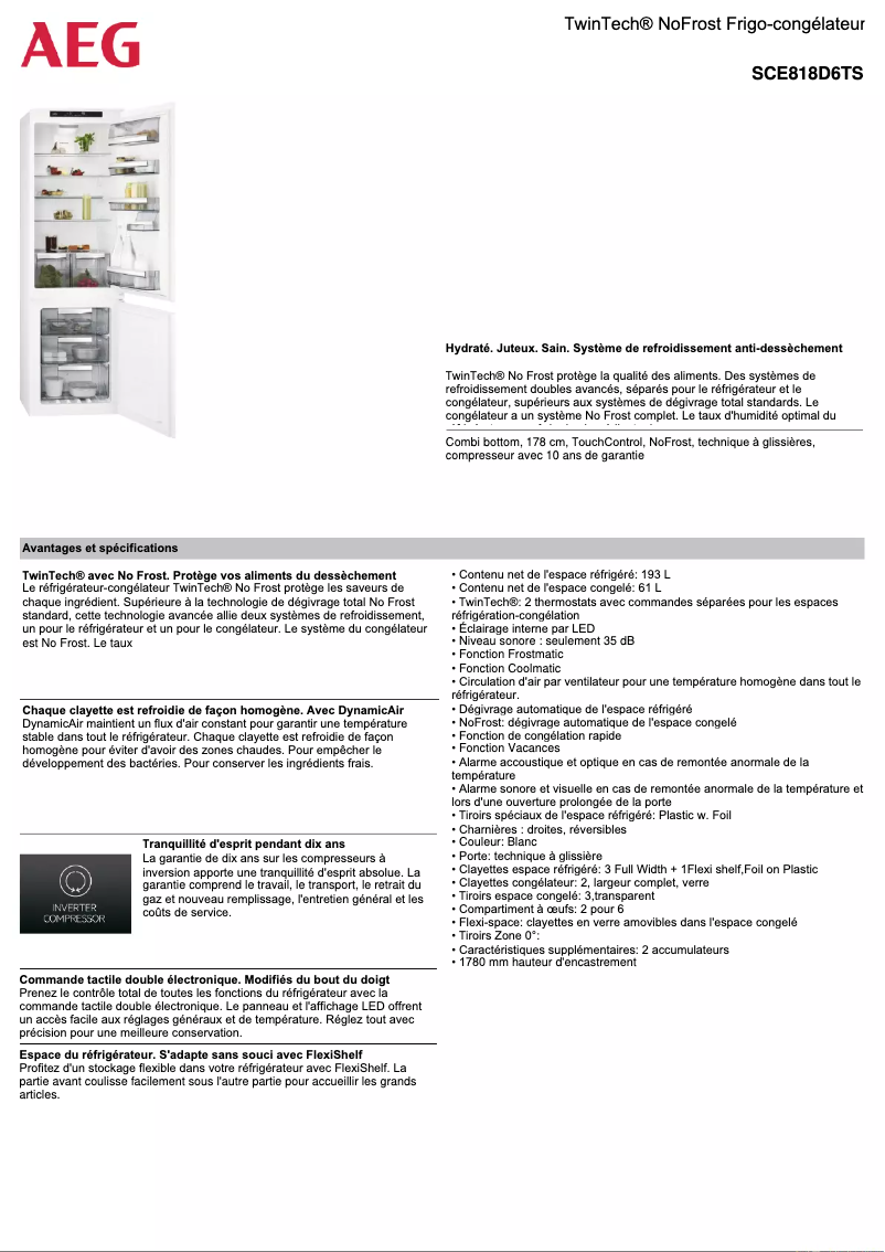 Page n°1 - Fiche technique AEG SCE818D6TS