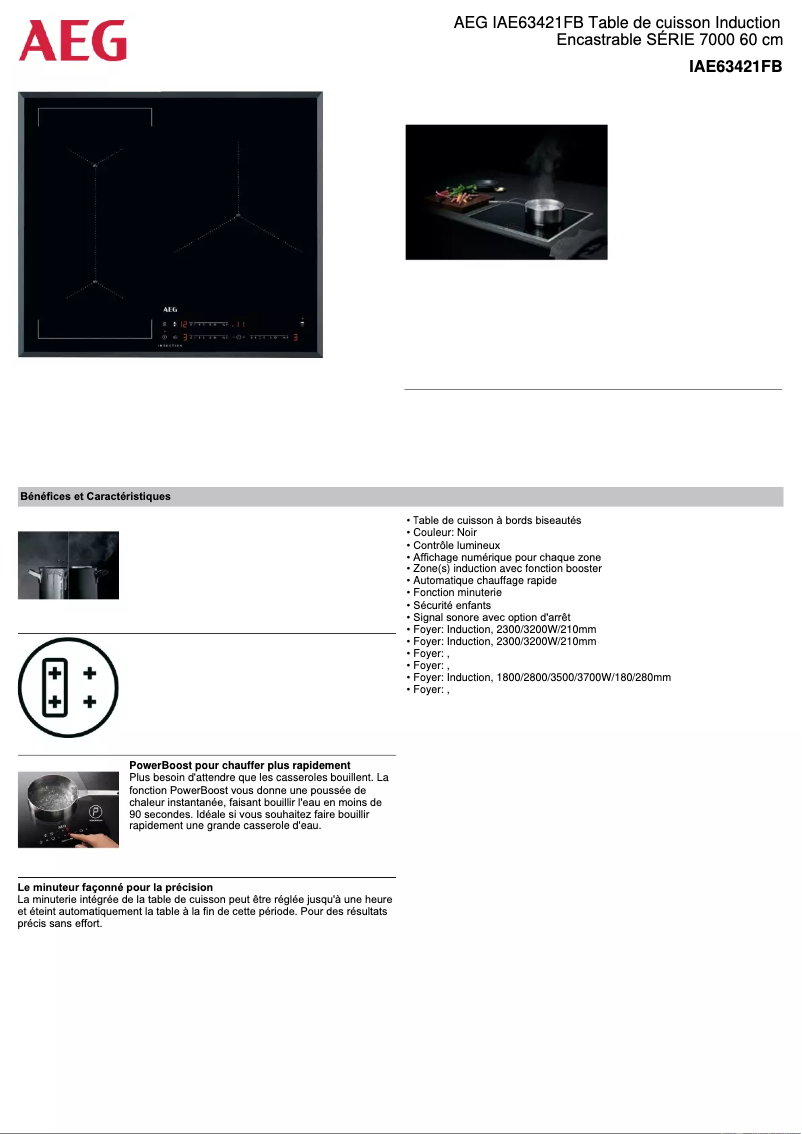 Page n°1 - Fiche technique AEG IAE63421FB