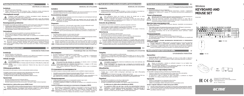 Page 1 de la notice Manuel utilisateur Acme Made WS08