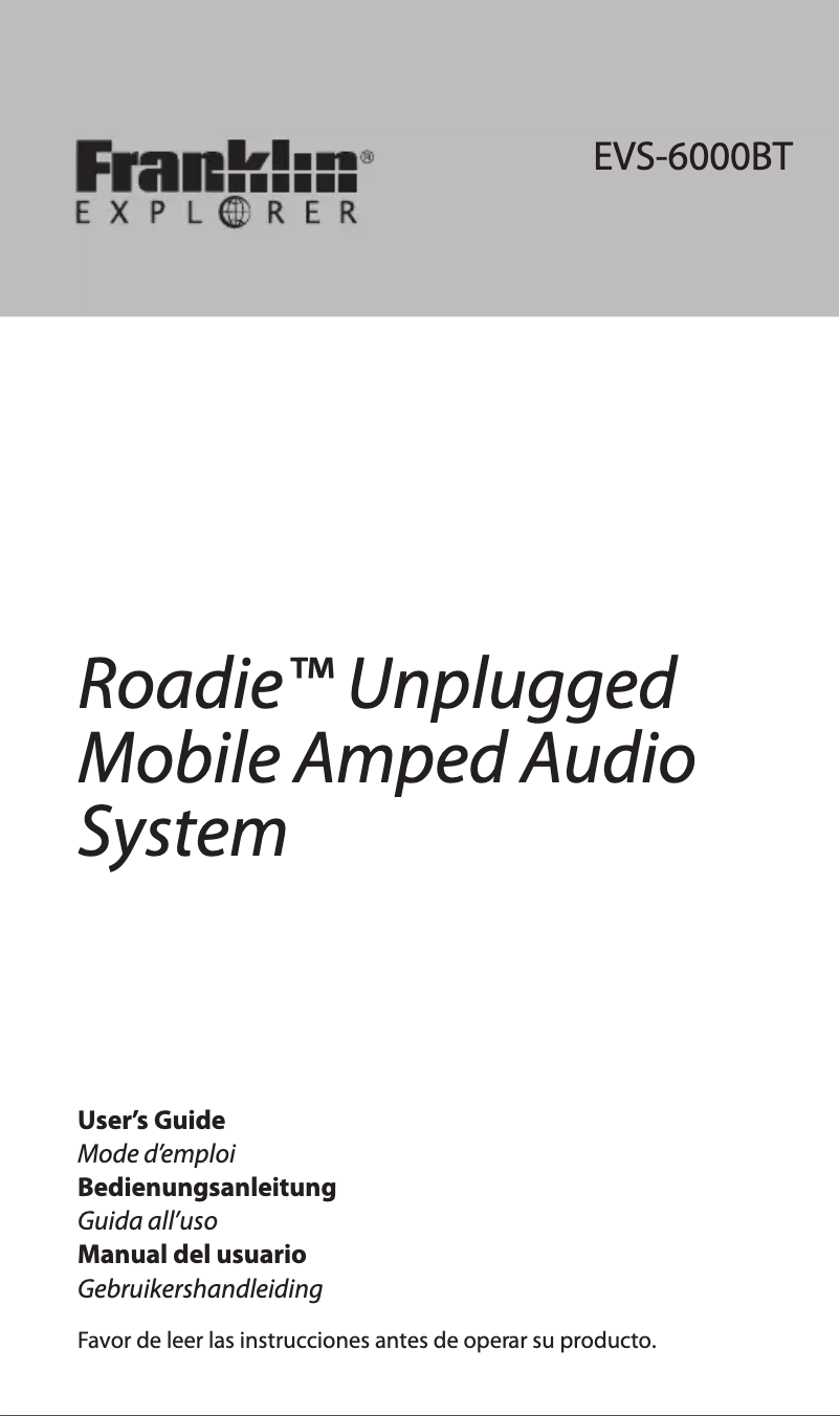 Image de la première page du manuel de l'appareil EVS-6000BT