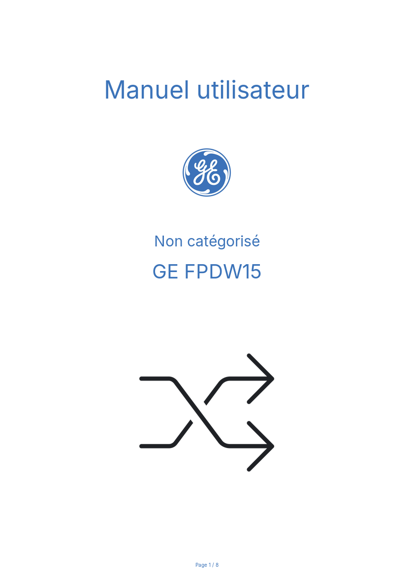 Image de la première page du manuel de l'appareil FPDW15