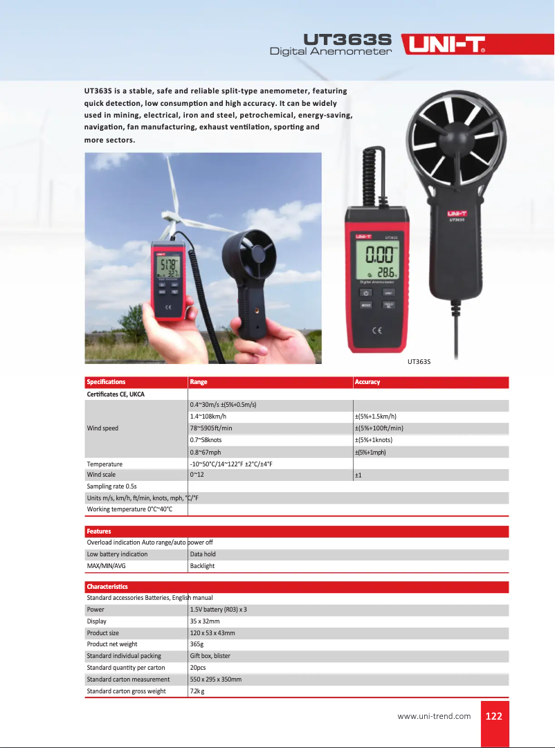 Page 1 de la notice Manuel utilisateur Uni-T UT363s