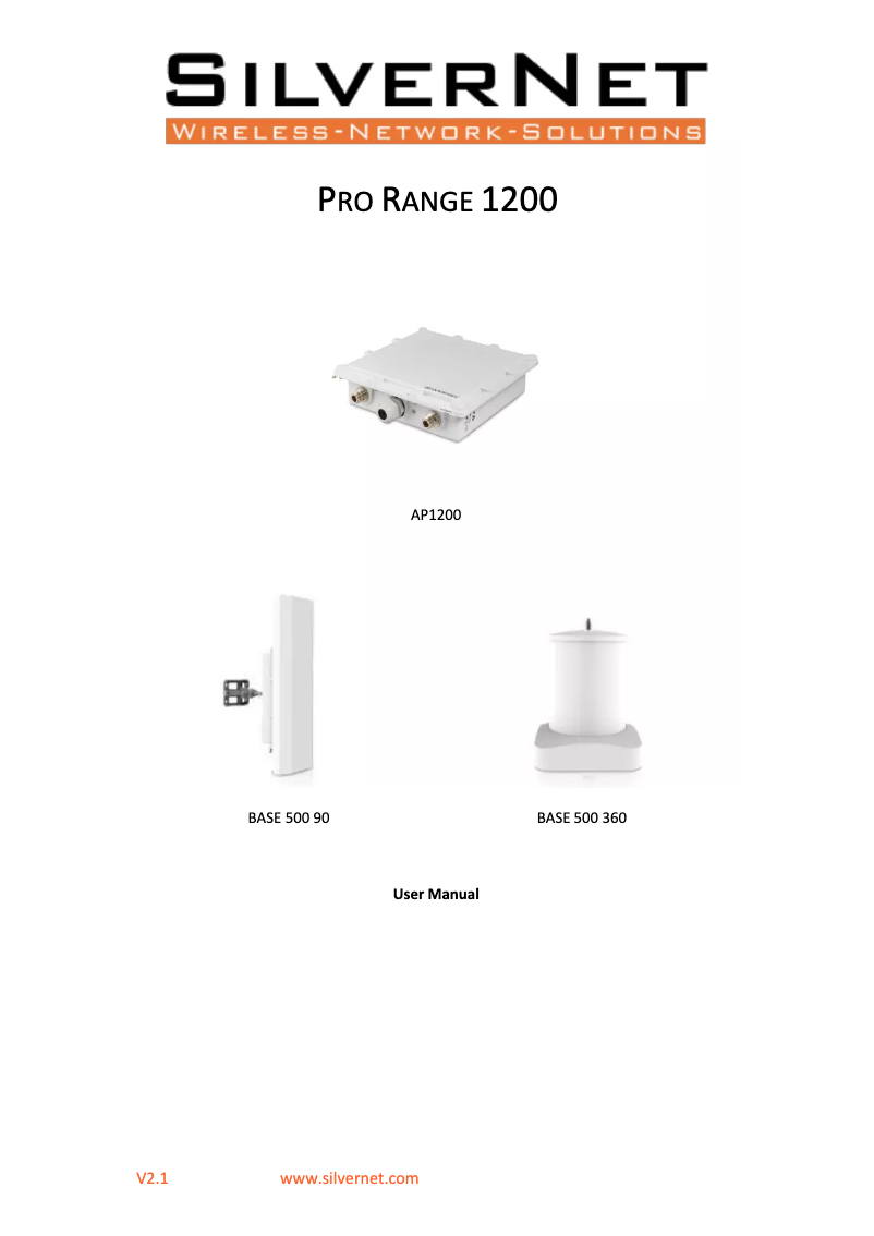Page n°1 - Manuel utilisateur SilverNet AP1200-90