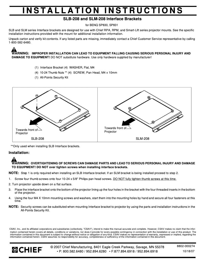 Página 1 del manual Manual de usuario Chief SLM208
