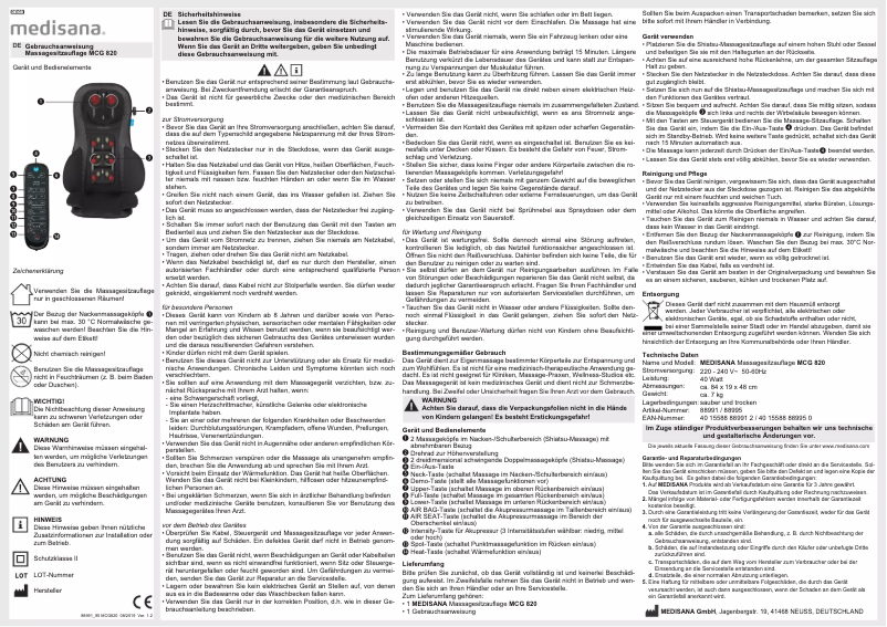 Page n°1 - Manuel utilisateur Medisana MCG 820