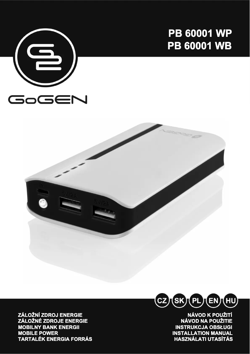 Page 1 of the manual User Manual GoGen PB 60001 WB