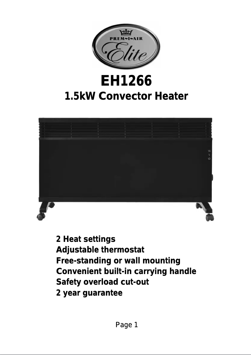 Page 1 de la notice Manuel utilisateur Prem-I-Air EH1266
