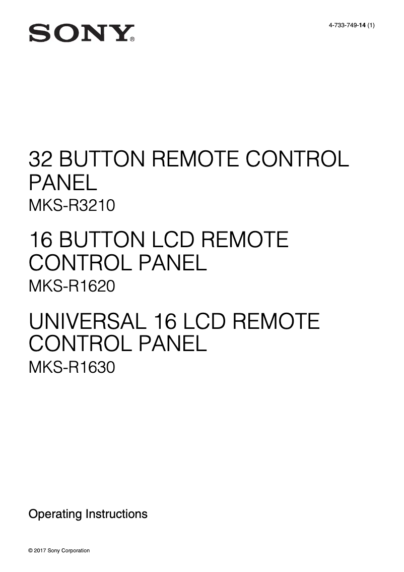 Page n°1 - Manuel utilisateur Sony MKS-R3210