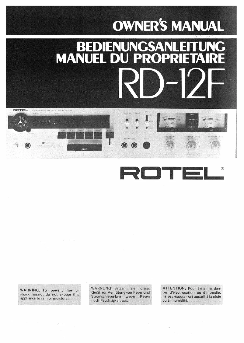 Image de la première page du manuel de l'appareil RD-12F