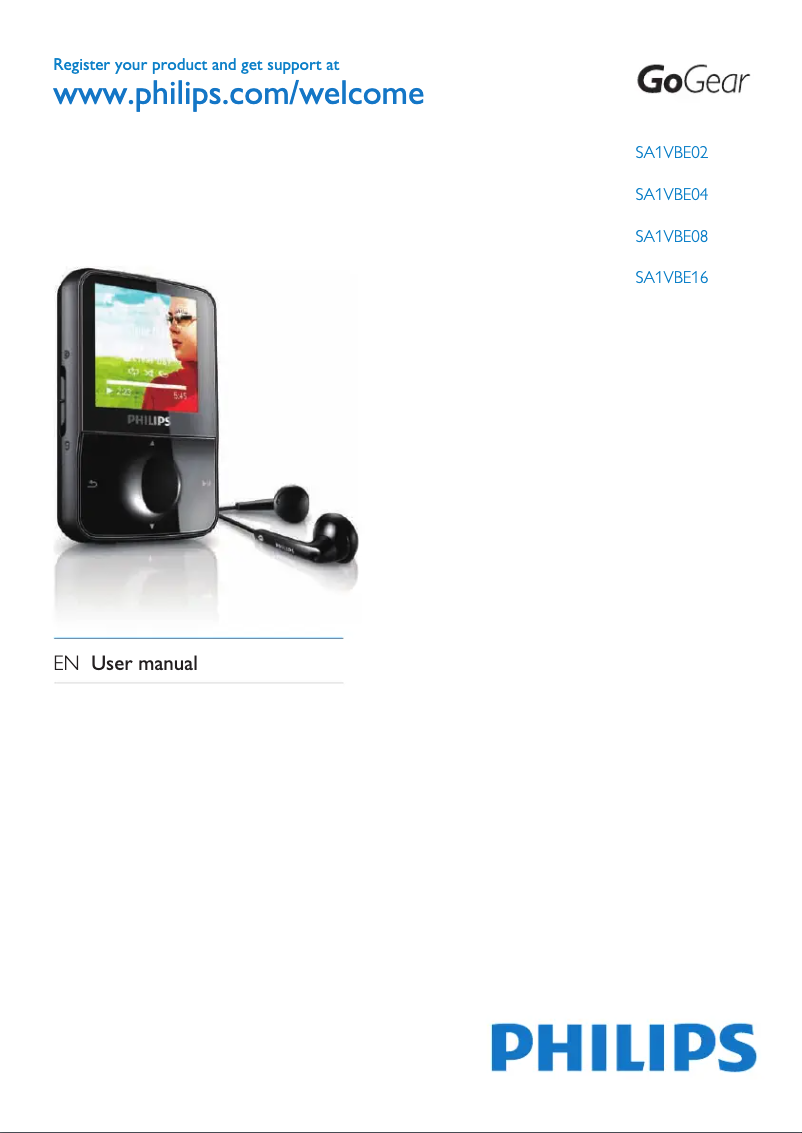 Image de la première page du manuel de l'appareil GoGear SA1VBE16