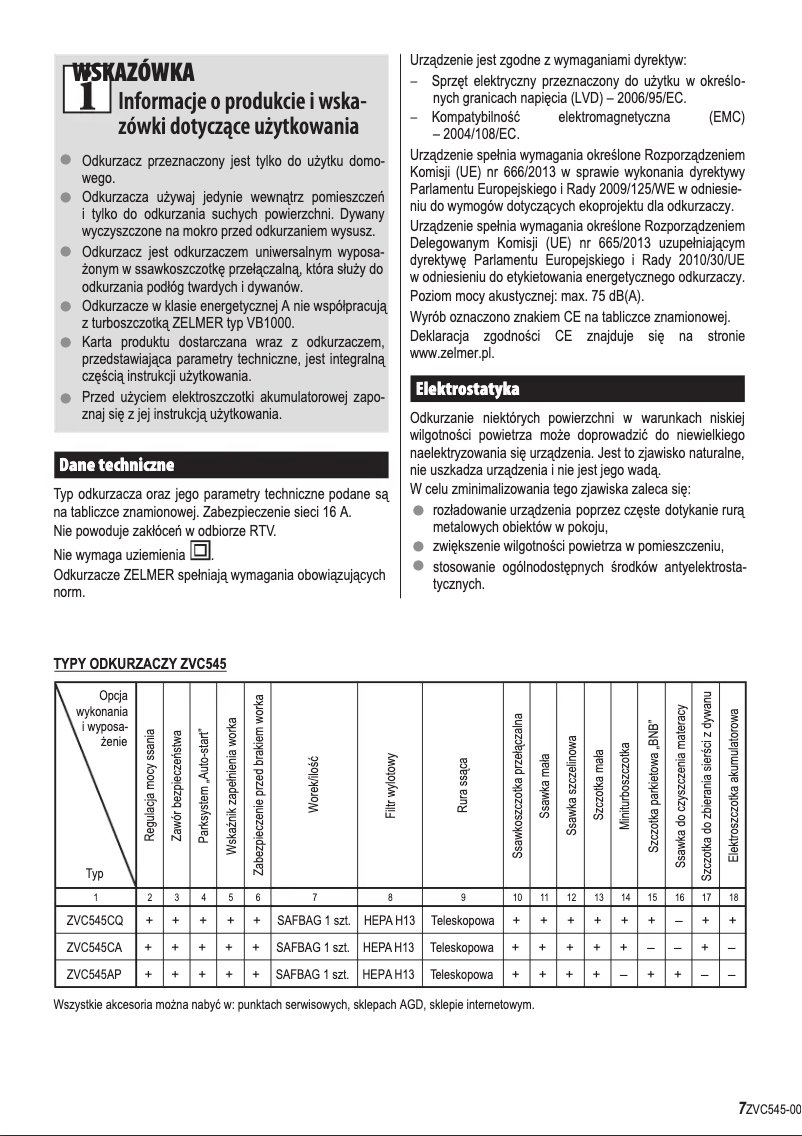 Página 1 del manual Manual de instrucciones Zelmer Flooris