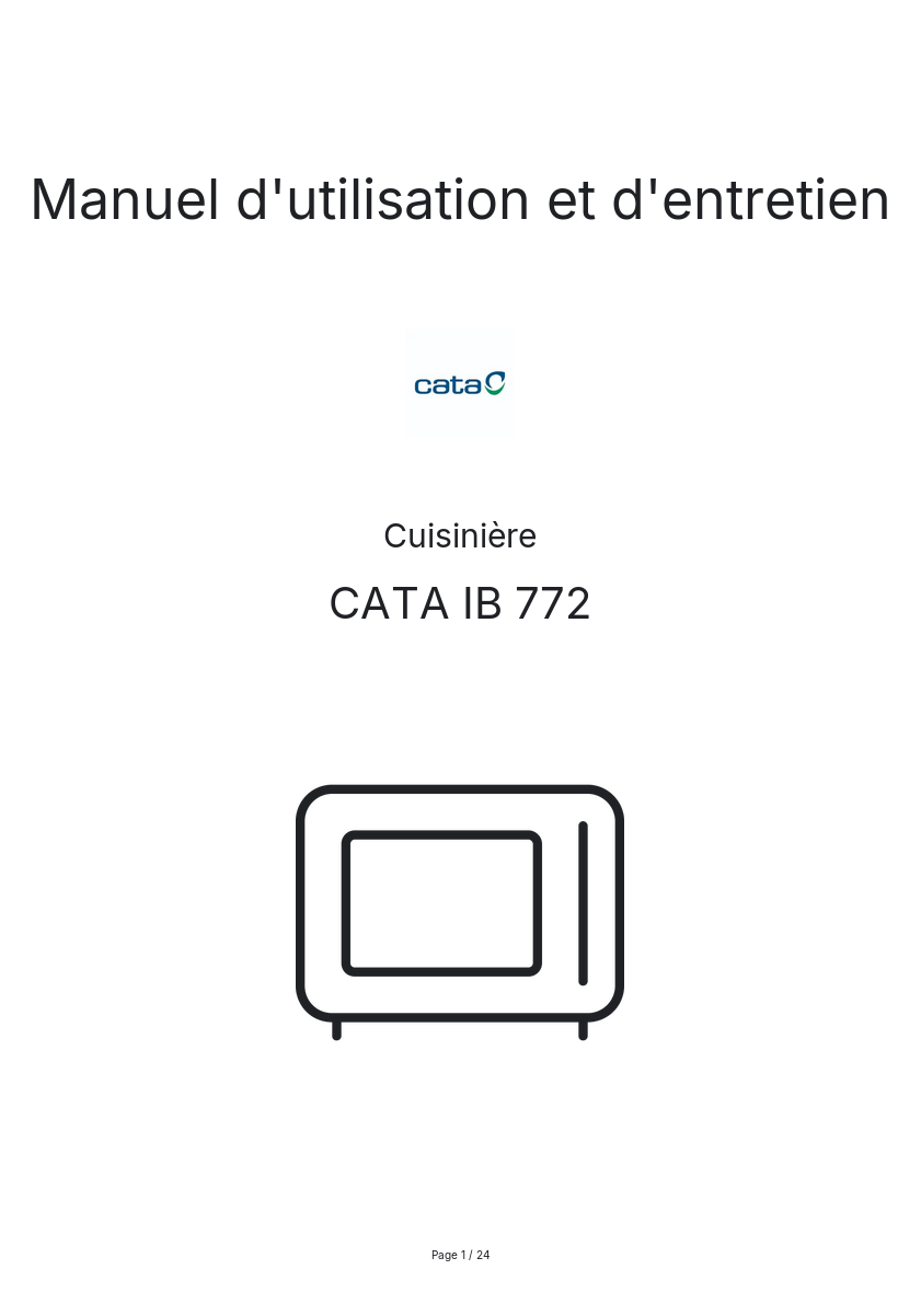 Page n°1 - Manuel d'utilisation et d'entretien CATA IB 772