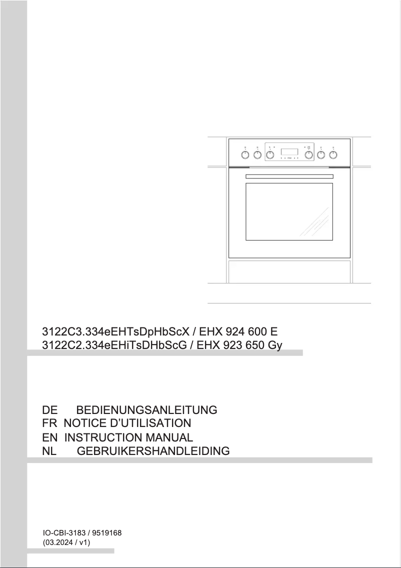 Page n°1 - Manuel utilisateur Amica EHX 924 600 E
