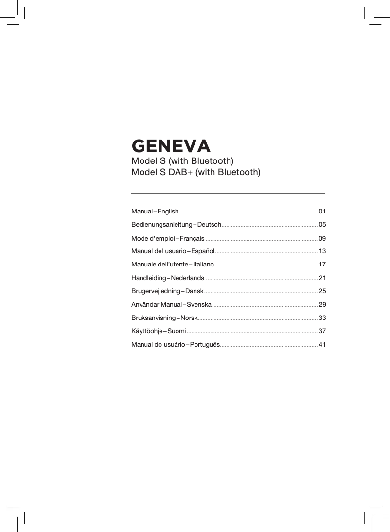 Page n°1 - Manuel utilisateur Geneva Model S Wireless DAB+