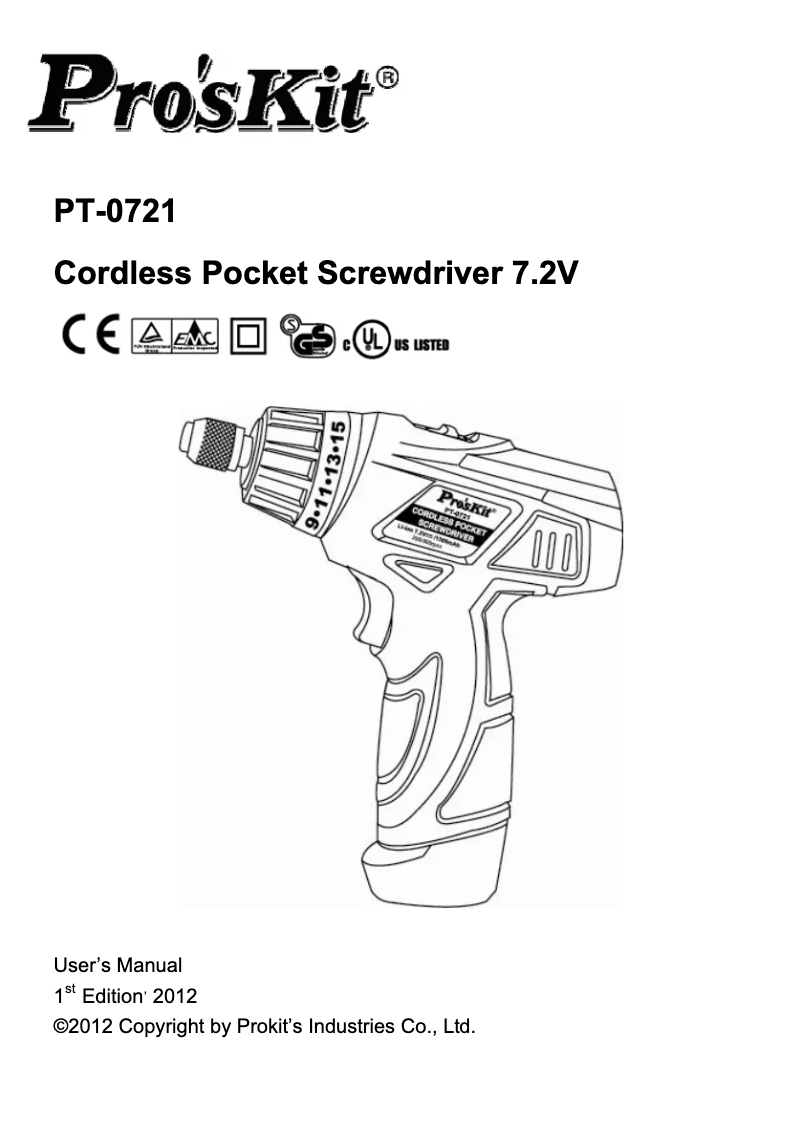 Page n°1 - Manuel utilisateur Pro'sKit PT-0721F