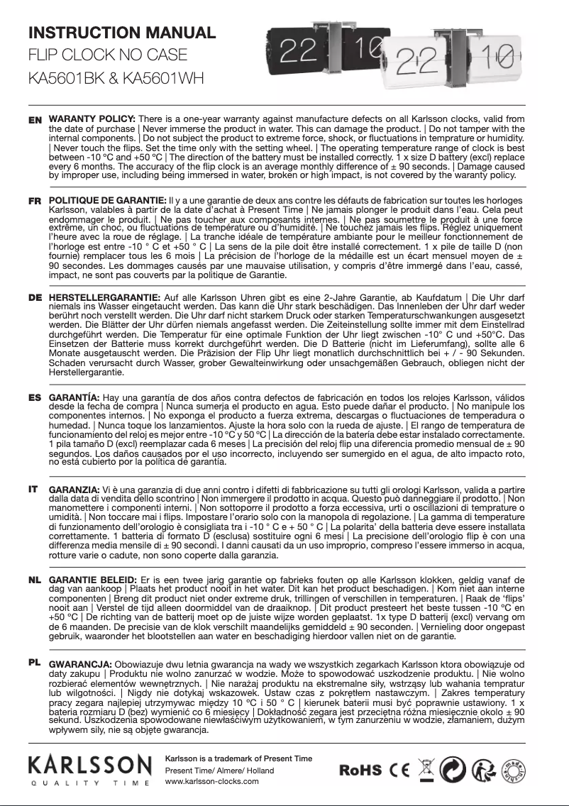 Page n°1 - Manuel utilisateur Karlsson Flip KA5601BK