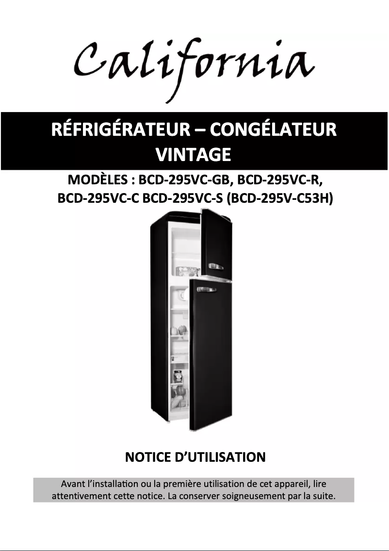 Image de la première page du manuel de l'appareil BCD-295VC