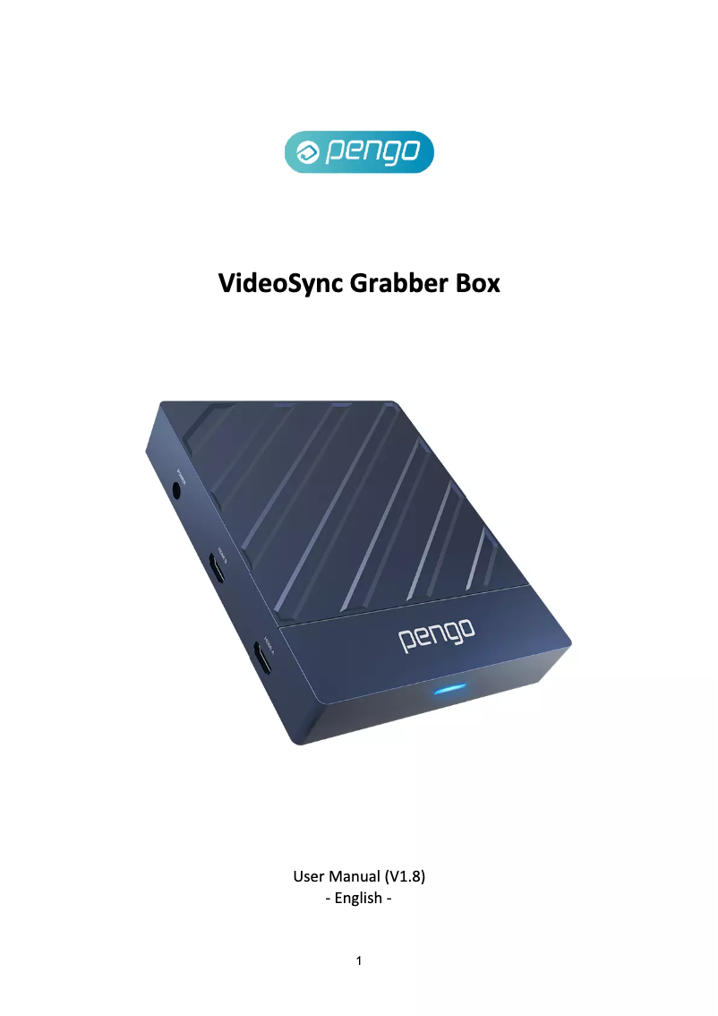 Page n°1 - Manuel utilisateur Pengo VideoSync Grabber Box
