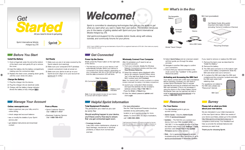 Page n°1 - Manuel utilisateur ZTE Sprint