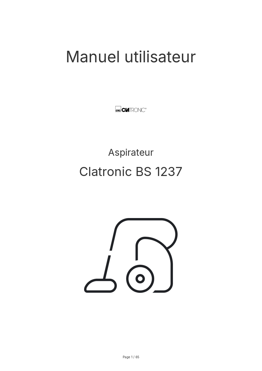 Page n°1 - Manuel utilisateur Clatronic BS 1237