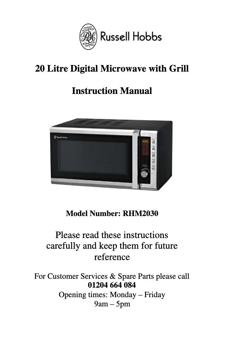 Page n°1 - Manuel utilisateur Russell Hobbs RHM2030