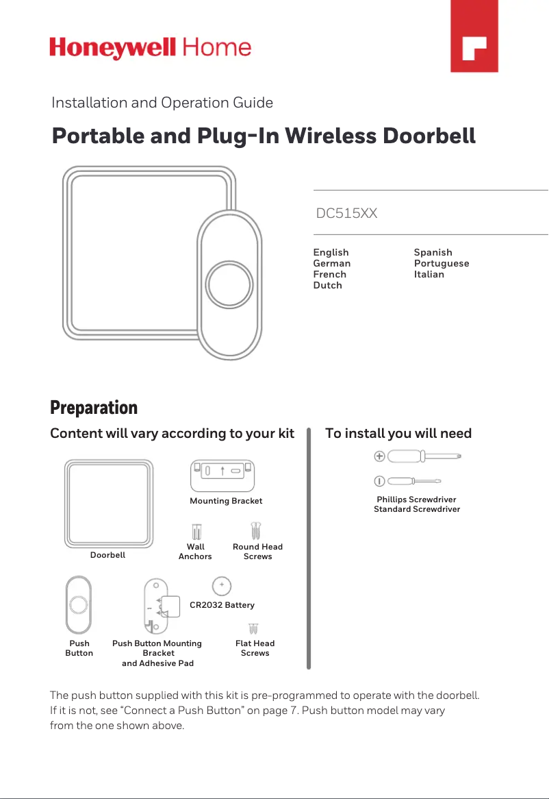 Page n°1 - Manuel utilisateur Honeywell DC515NBS
