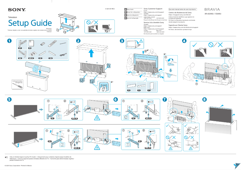 Page 1 de la notice Guide d'installation Sony Bravia XR-55A90J