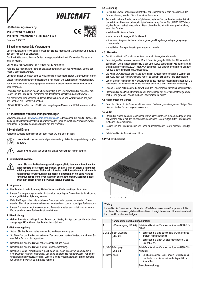 Image de la première page du manuel de l'appareil PB PD20WLCD-10000