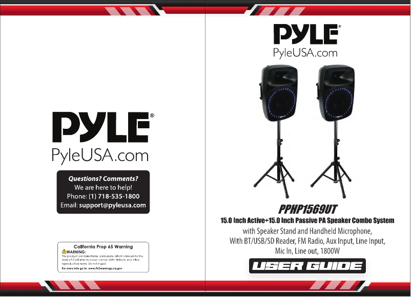 Page n°1 - Manuel utilisateur Pyle PPHP1569UT