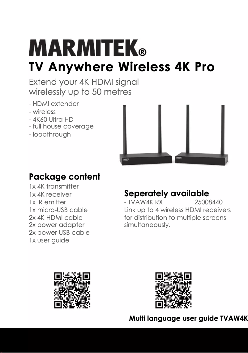 Image de la première page du manuel de l'appareil TV Anywhere Wireless 4K Pro