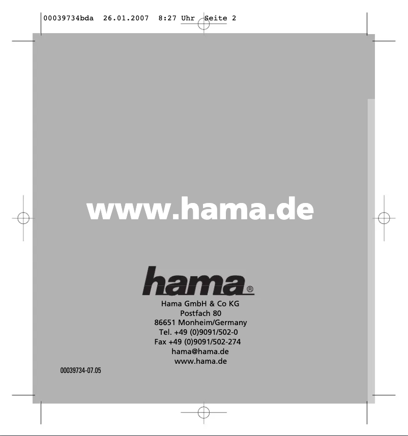 Page 1 de la notice Manuel utilisateur Hama 39734 USB VOIP