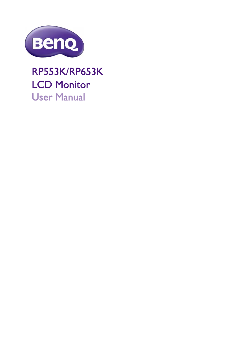Page n°1 - Manuel utilisateur BenQ RP553K